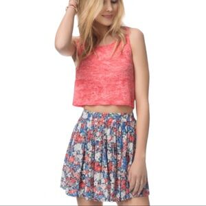 AEROPOSTALE Boho Floral Print Circle Skirt With Elastic Waist Pink Size Small